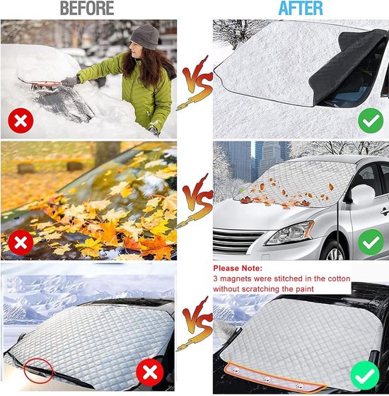 Couverture De Pare-Brise Magnétique 9 Aimants – Protection Soleil Neige Glace Poussière, Universelle SUV Voiture