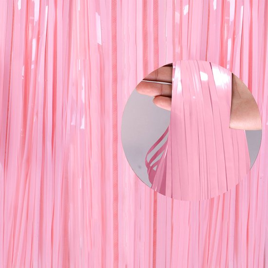 2x Deurgordijn Backdrop Gordijn Roze Gender Reveal Versiering Babyshower Deur Folie Gordijn Versiering - 200*100 - 2 St