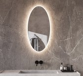 Ovale badkamerspiegel met directe en indirecte verlichting, verwarming, instelbare lichtkleur en dimfunctie 45×90 cm