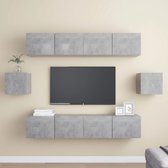 The Living Store TV-meubelset - Wandbevestiging - Betongrijs - 4x 80x30x30cm - 2x 30.5x30x30cm