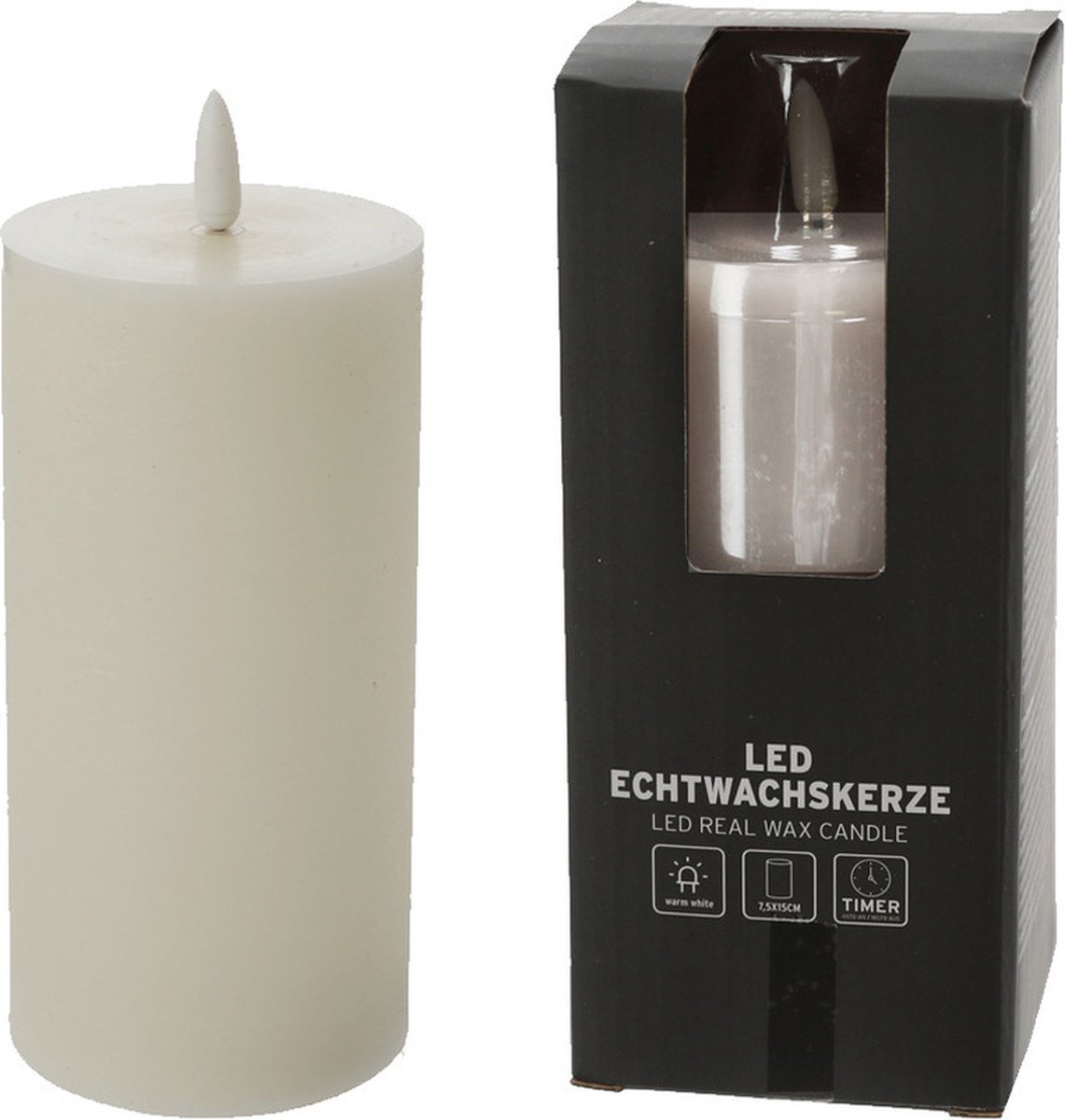 Firenze Home Home LED kaars - creme wit - D7,5 x H15 cm -met timer