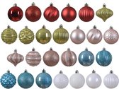 Decoris kerstballen - 30x st kunststof - gekleurd - 7 cm