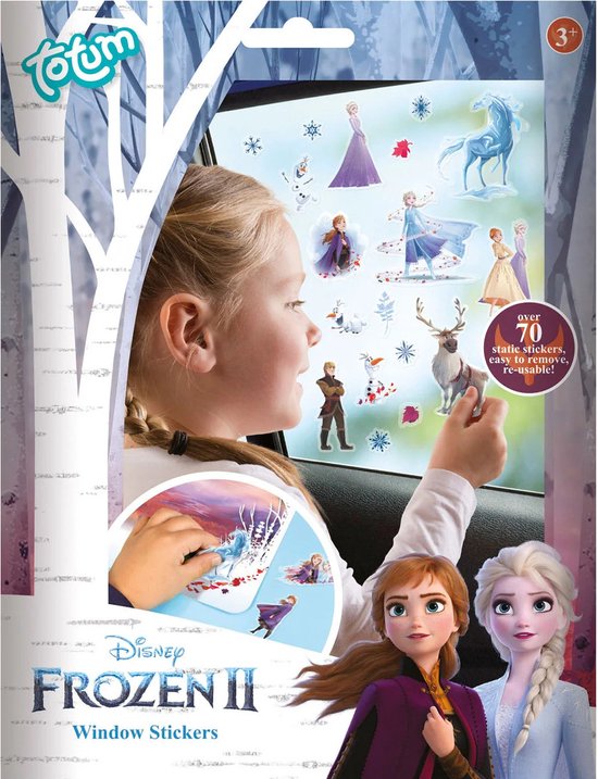 Disney Frozen 70 Raamstickers Totum verplaatsbare stickers incl. speelachtergrond niet permanent voor thuis en op reis - Totum