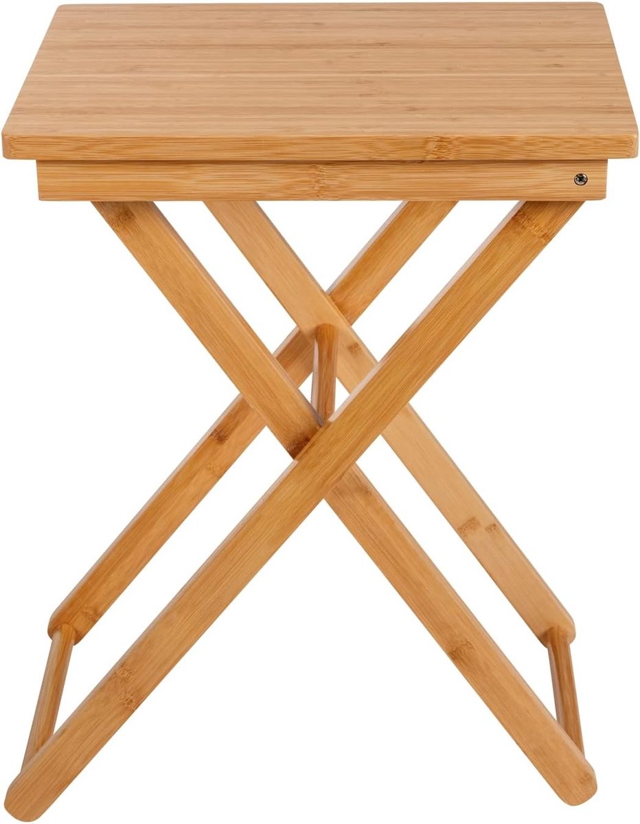 Klaptafel Maui van bamboe, handige bijzettafel voor binnen & eettafel voor buiten in de tuin met gelakt oppervlak, ruimtebesparende, opvouwbare balkontafel van bamboe, 42 × 52 × 30 cm