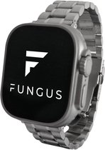 Fungus - Smartwatch bandje - Geschikt voor Apple Watch 42 / 42 / 45 / 49 mm - Series 1 2 3 4 5 6 7 8 9 SE Ultra iWatch - Metaal - Chique double - Zilver