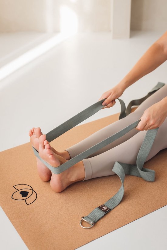 Yoga riem / strap extra lang asgroen - Lotus van Merkloos — afbeelding 2