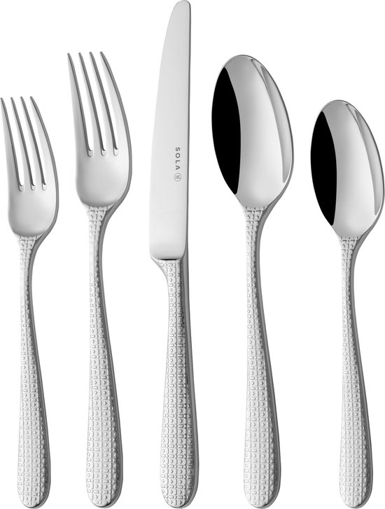 Sola Amsterdam Bestekset 12 persoons - 100 delig - Vaatwasserbestendig - Zilverwit Premium Edelstaal 18/10 - Zilver