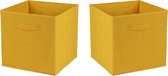 Urban Living Opbergmand/kastmand Square Box - 6x - karton/kunststof - 29 liter - oker geel - 31 x 31 x 31 cm - Vakkenkast manden