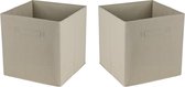 Urban Living Opbergmand/kastmand Square Box - 2x - karton/kunststof - 29 liter - licht beige - 31 x 31 x 31 cm - Vakkenkast manden
