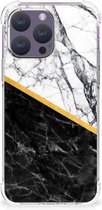 Back Cover Geschikt voor iPhone 15 Pro Max Smartphone hoesje met doorzichtige rand Marble White Black