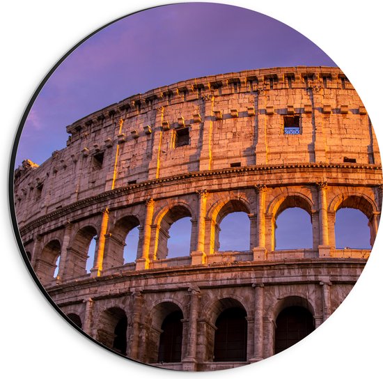 Dibond Muurcirkel - Colosseum - Rome - Stad - Gebouw - 20x20 cm Foto op Aluminium Muurcirkel (met ophangsysteem)