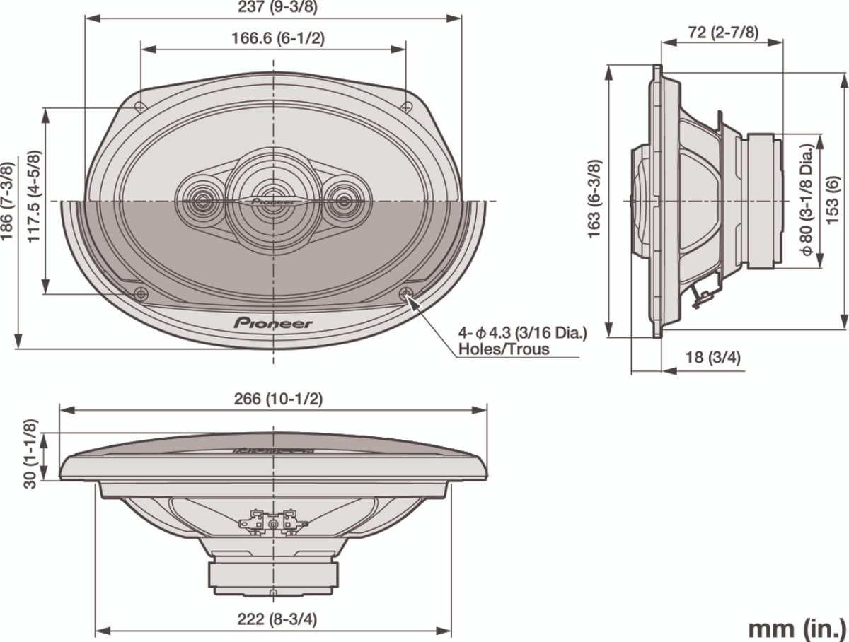 Pioneer TS-A6961F - Autospeakers - 6"x 9" (15 x 23 cm) - 4-wegs coaxiaal - 450 W – foto 7