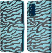 iMoshion Hoesje Geschikt voor Samsung Galaxy S20 FE Hoesje Met Pasjeshouder - iMoshion Design Bookcase smartphone - Meerkleurig / Black Blue Stripes