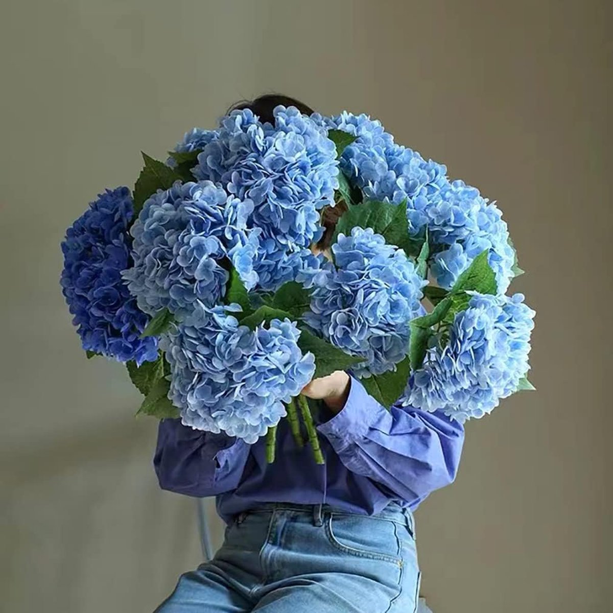Arborus 3 stuks kunstmatige hortensia bloemen 66,8 cm lange steel groene hortensia kunstbloemen realistische faux hortensia's met 6,6 inch grote bloei