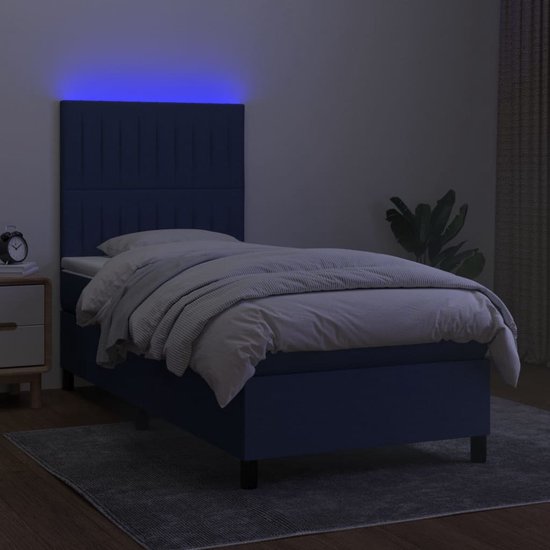 vidaXL-Boxspring-met-matras-en-LED-stof-blauw-90x190-cm