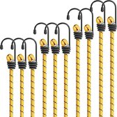 Elastische Koorden Bungee Koorden Set van 10 stuks 40cm Gele Bungee Koorden met Haken voor de Bescherming van Meubels, Trolleys, Campingtenten, Motorfietsen E04