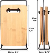 nijplank met standaard (set van 4). Professionele houten snijplank voor het snijden en hakken van vlees, worst, kaas, brood, enz. Bamboe plank