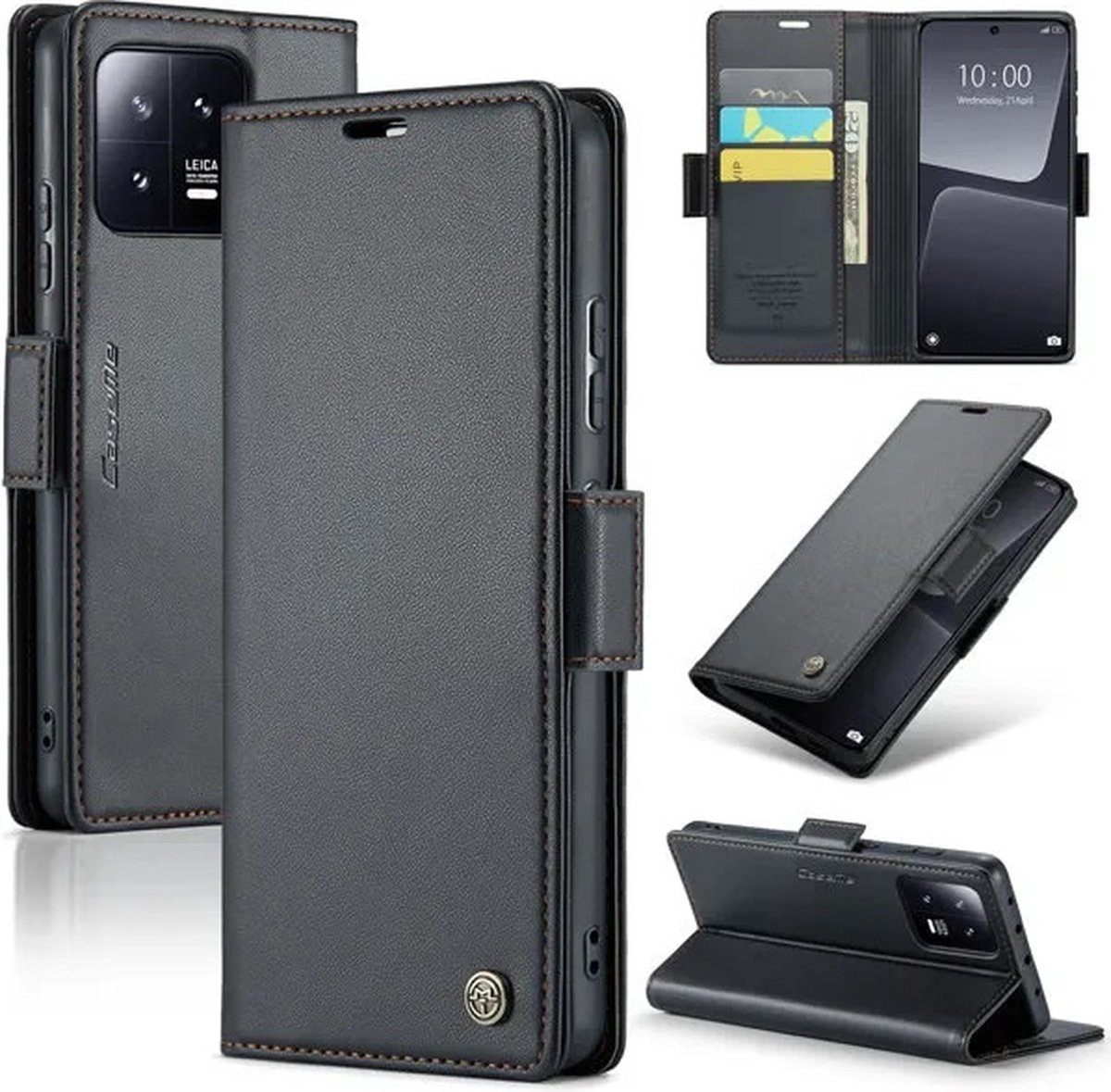 CaseMe Wallet Case met RFID Bescherming en Magneetsluiting voor Xiaomi 13 _ Zwart