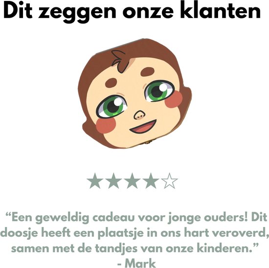 Tandendoosje met naam - Aapje - Hout - Voor jongens en meisjes - Opbergdoosje voor Melk Tanden - Tandendoosje voor kinderen van Merkloos — afbeelding 4