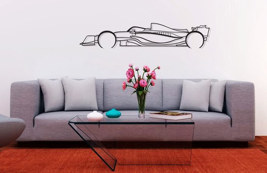 Formula 1 Silhouette – Metaal Kunst - Wanddecoratie - Man Cave - Auto Decoratie - 80cm X 20cm - Muurdecoratie - Cadeau voor man