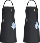Unisex schort 32" x 28" met zakken met lange banden voor vrouwen mannen koken keuken ambachtelijke tekening Pack van 2