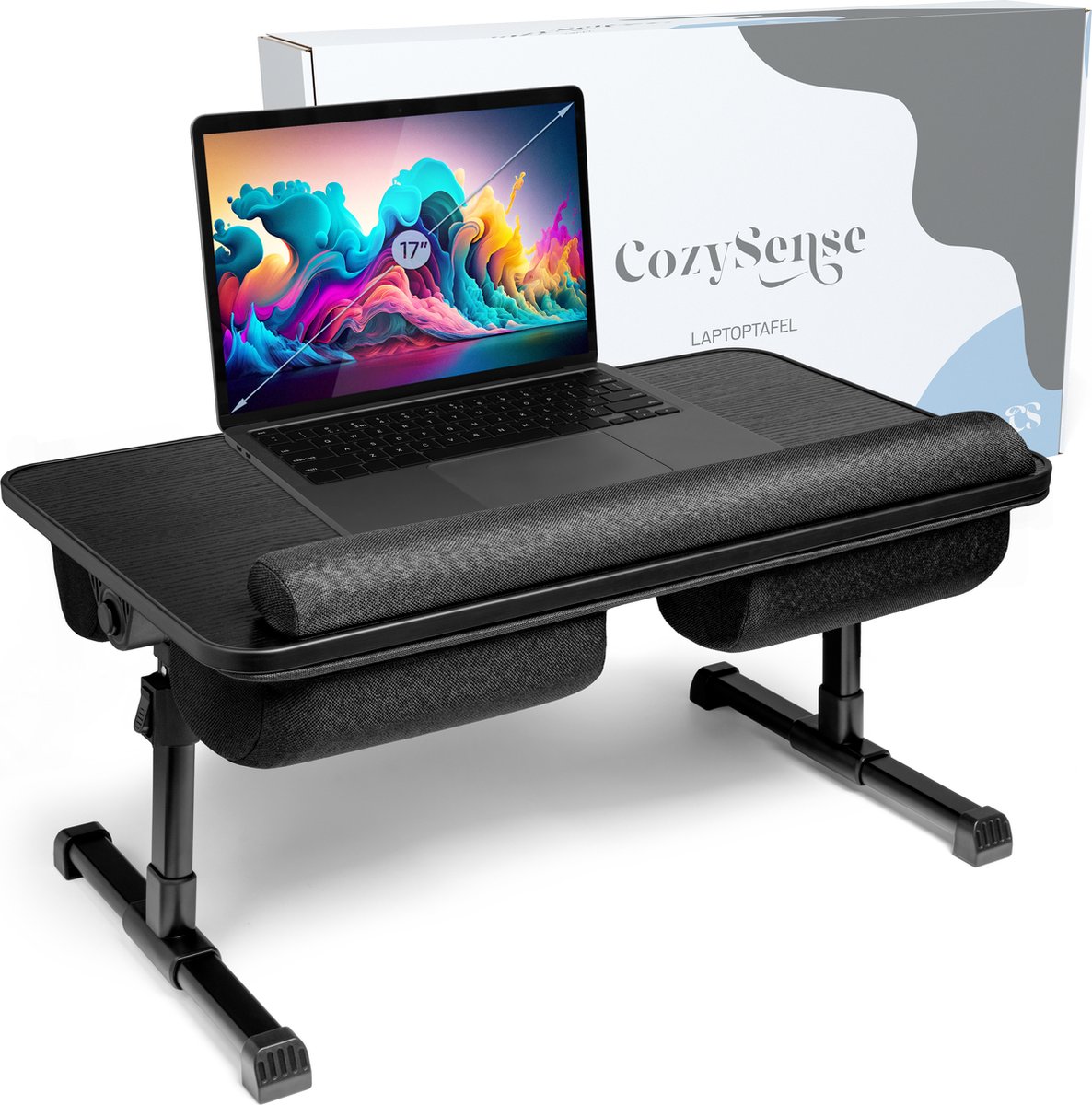 PEPE - Laptopstandaard met Kussen, Laptopkussen Schoot, Laptop Tray with Cushion, Laptoptafel Bamboe, Laptopkussen voor Bed en Bank, Laptop Stand Wood