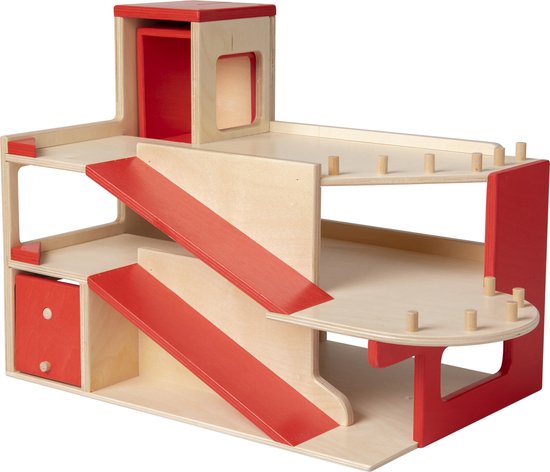 Van Dijk Toys houten speelgoed garage, 2 verdiepingen met lift  (Kinderopvang kwaliteit) | bol.com