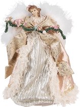 Clayre & Eef Kerstdecoratie Engel 40 cm Roze Goudkleurig Kunststof Kerstboomversiering