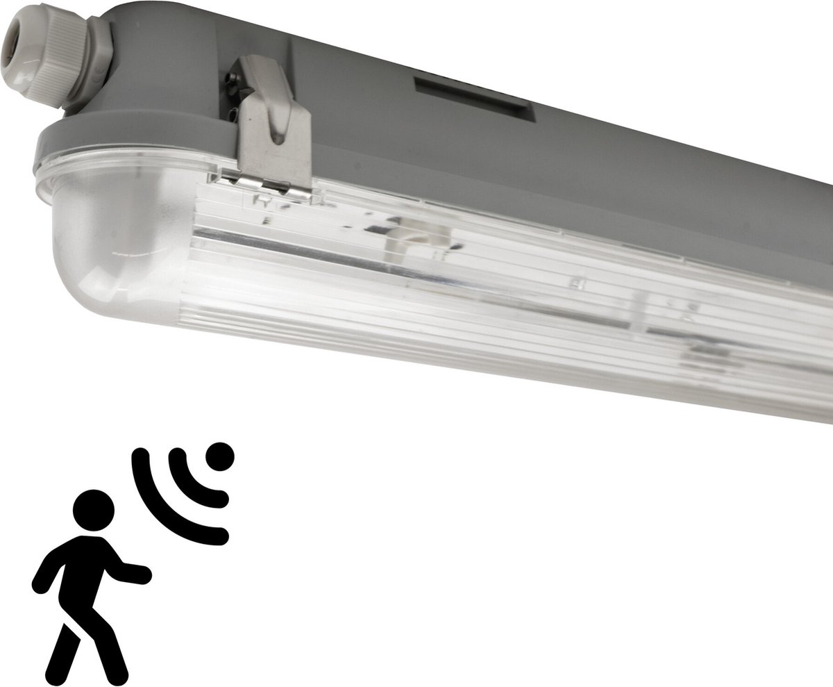 Ledvion - LED TL Armatuur - 150CM - RVS Clips - IP65 - LED TL Buis & Bewegingssensor