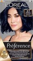 6x L'Oréal Préférence Permanente Haarkleuring 2.1 Blauw Zwart