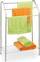 Relaxdays handdoekenrek zilver - plank - vrijstaand - 3 stangen - handdoekhouder - groot