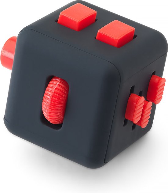 Foto:  winning novelty twiddle cube v2 zwart rood fidget cube