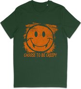 T Shirt Jongens Meisjes - Halloween Smiley - Groen - Maat 152