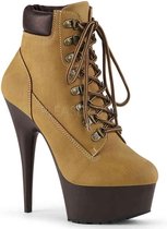 DELIGHT-600TL-02 - (EU 37 = US 7) - 6 Heel, 1 3/4 PF Lace-up Front Bootie, Side Zip