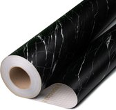 Zwart Marmer Plakfolie - Marmerlook Interieurfolie - 117 cm x 3 m - PVC - PVC Film - Plakfolie - Zelfklevend - Vinyl - Meubelfolie