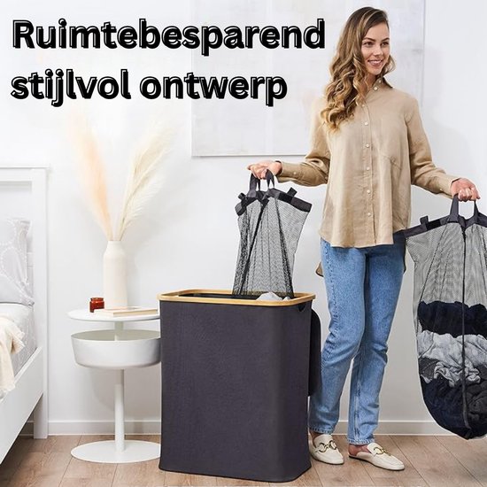 Froadp Wasmand 3 vakken, 140 l, opvouwbare wasmand Froadp Wasmand 3 vakken, 140 l, opvouwbare wasmand