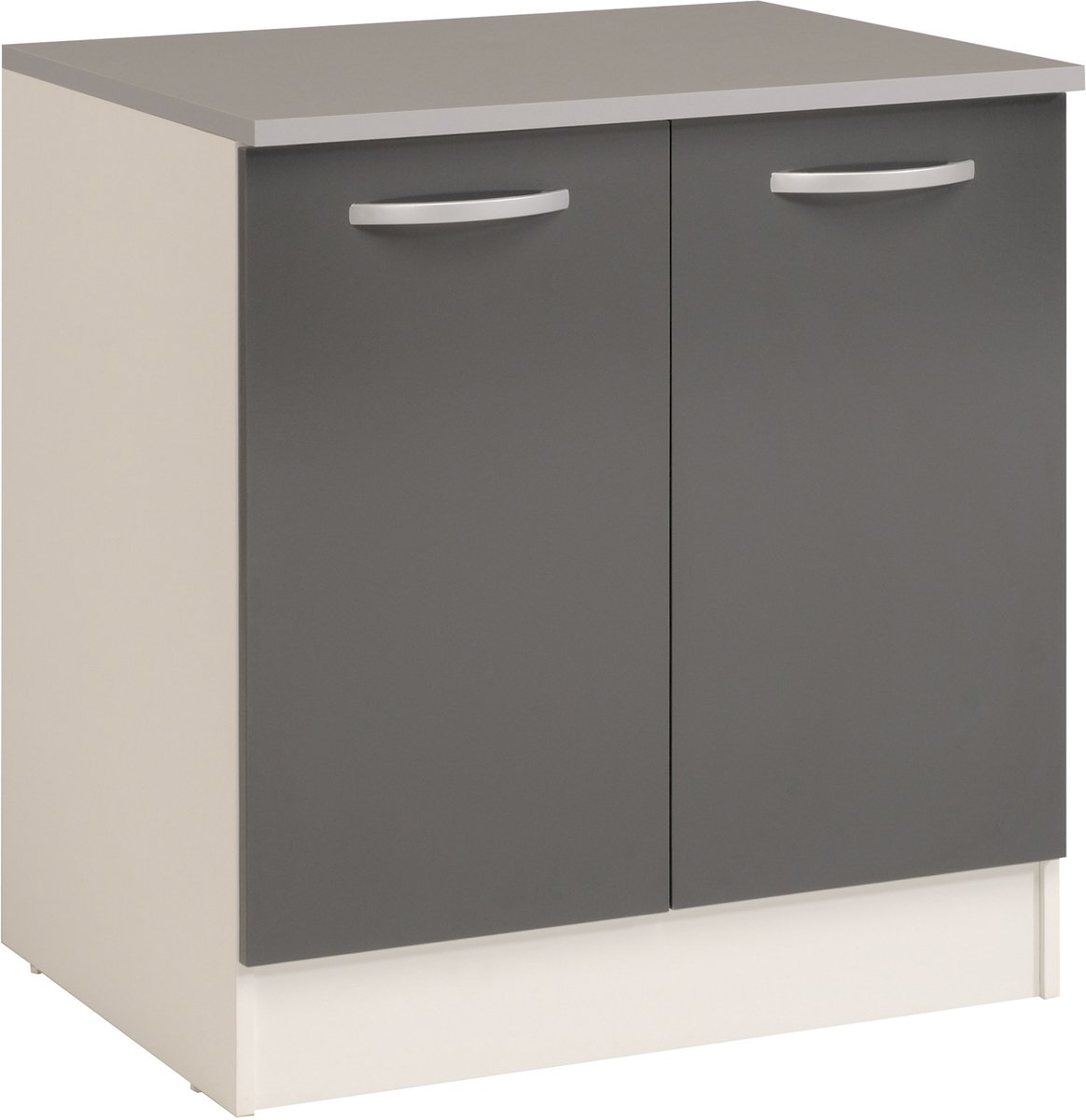 Onderkast Eko 80 Cm Voor Spoelbak Met 2 Deuren - Grijs - Parisot - Keuken Onderkast - Grijs - Spaanplaat