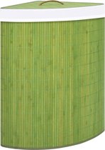 The Living Store Bamboe Hoekwasmand Groen - 52.3 x 37 x 65 cm - 60 L - Uitneembare voering - Handvat op deksel - Milieuvriendelijk - Opvouwbaar - Grote inhoud - Geen montage nodig