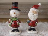 Set van 2 Decoratiebeeld Kerstman & Sneeuwpop wiebelhoofd 17 cm | TPI-76816 | La Galleria