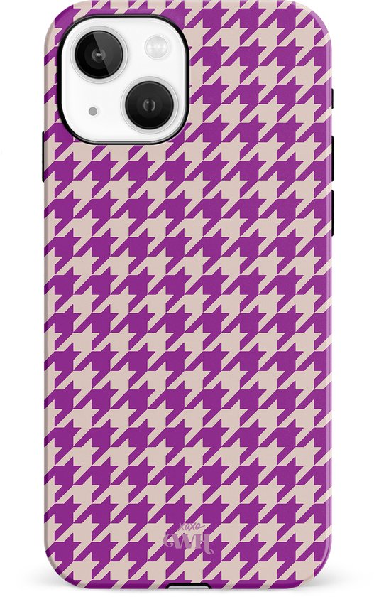 Foto: Xoxo wildhearts when in paris purple single layer hardcase hoesje geschikt voor iphone 14 hoesje paars hoesje hoesje geruit geschikt voor iphone 14 paarse case geschikt voor iphone 14 case paars beige