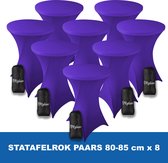 Statafelrok Paars x 8 – ∅ 80-85 x 110 cm - Statafelhoes met Draagtas - Luxe Extra Dikke Stretch Sta Tafelrok voor Statafel – Kras- en Kreukvrije Hoes