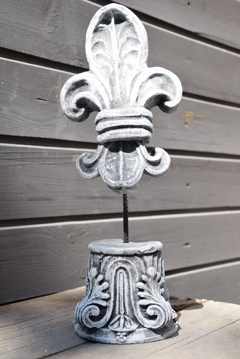 Brocante zuil met Franse Lelie