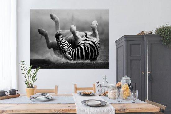 Affiche Zebra - Animaux - Zwart et Wit - 160x120 cm XXL