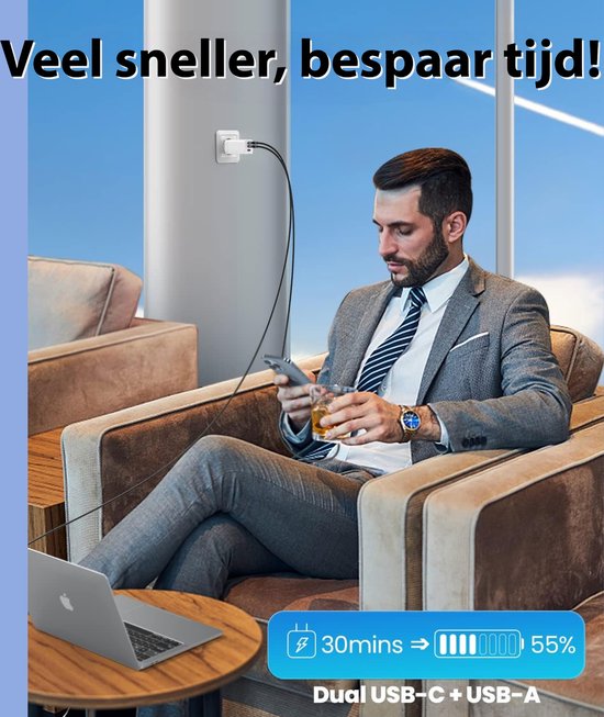 Snelle multipoort oplader 20W (USB-A USB-C) | Nu met een Proefperiode