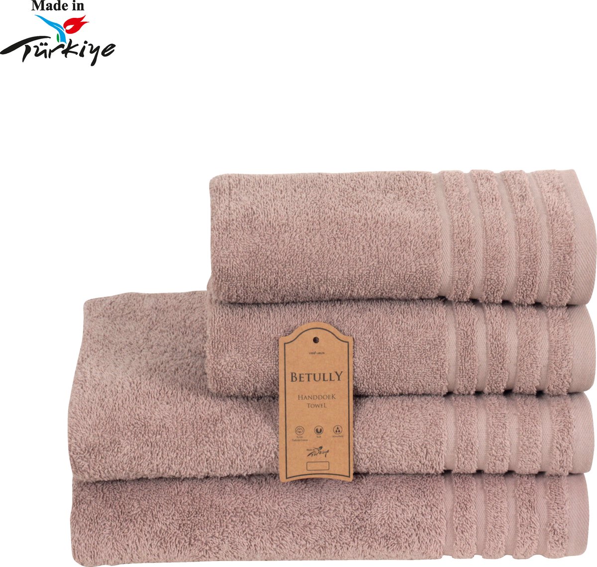 Betully ® - Handdoeken Set - 50x100 - 70x140cm - set van 4 - Hotelkwaliteit – Zware kwaliteit 500 g/m2 Beige
