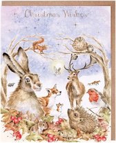 Wrendale Christmas Cards Bloc-notes - 8 pièces - Marcher dans un paquet de cartes de Noël pour animaux des Woodland au pays des merveilles d'hiver