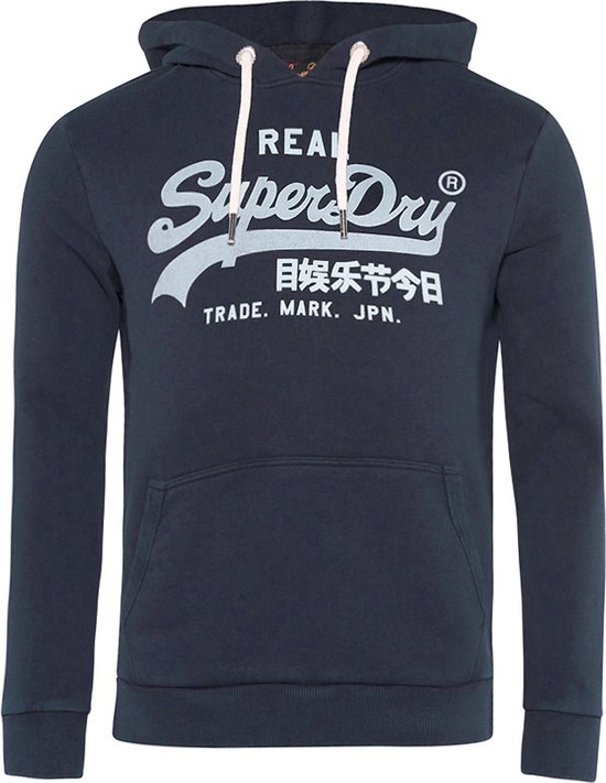 Superdry O-hals hoodie vintage logo blauw - M