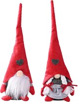 Set van 2 - Handgemaakte Pluche Kerst Gnomes - Schattige Decoratieve Poppen voor Feestdagen en Thuis - Vakantie Ornamenten voor Kerstboom en Interieur - 28cm Lang