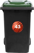 Kliko Sticker / Vuilnisbak Sticker - Basketbal - 16.5x16.5 cm - HUISNUMMER 43