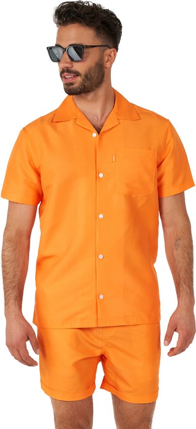 OppoSuits The Orange - Heren Zomer Set - Bevat Shirt En Shorts - Festival Outfit - Oranje - Maat: